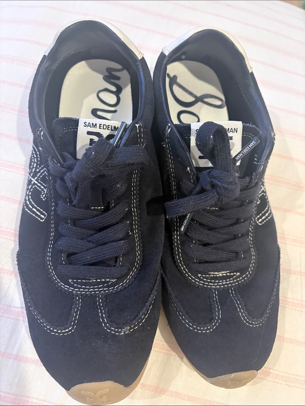 Sam Edelman Isella Navy Suede Lace-Up Sneakers
